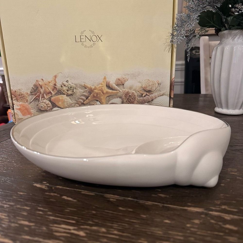 LENOX‎ Sea, Sand and Sky Shell Chip & Dip Serving Plate, Heavy & 12.25” wide New